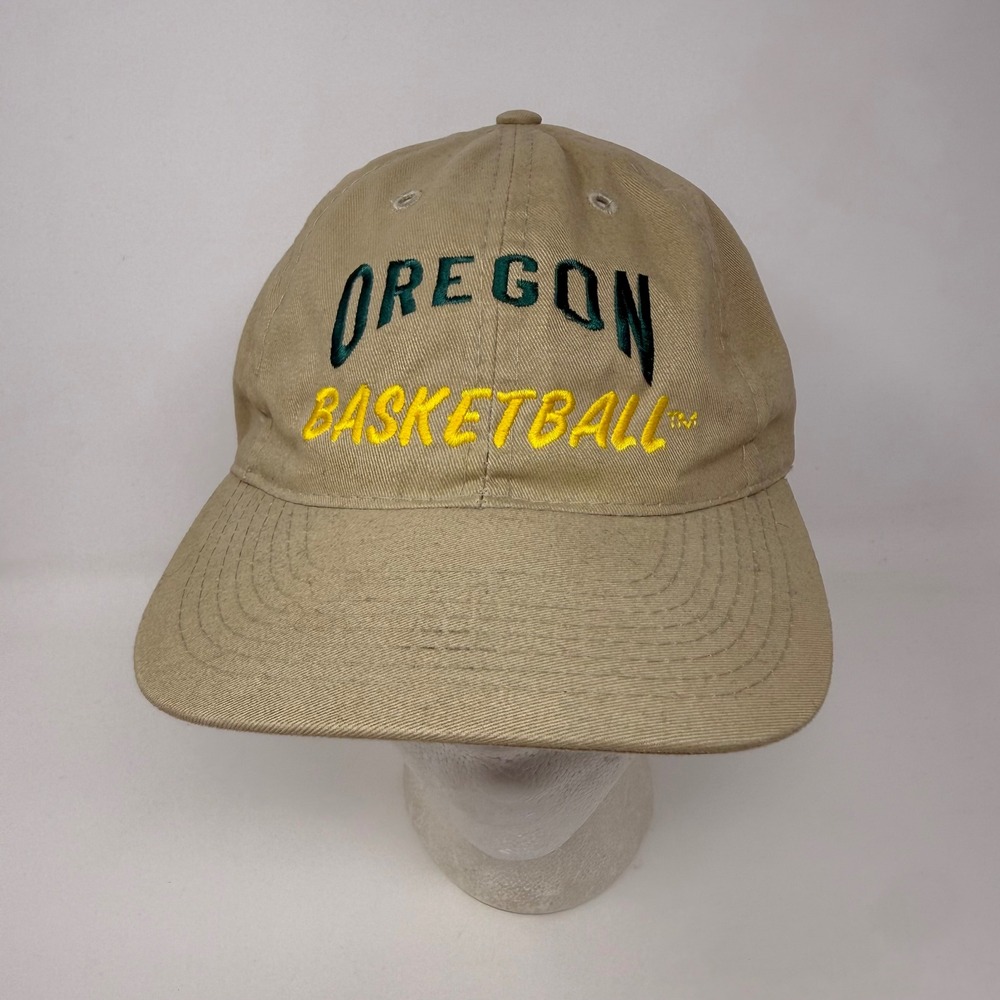 Vtg University of Oregon Basketball Hat Otto Cap Khaki Tan Snapback Ducks OSFM